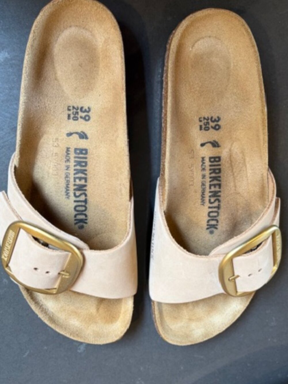 BIRKENSTOCK Madrid Big Buckle Slide Sandal (Women) Sandstone Size 39 - Picture 11 of 13